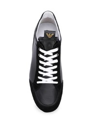 schwarze Leder niedrige Sneakers von Emporio Armani