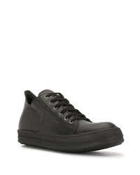 schwarze Leder niedrige Sneakers von Rick Owens