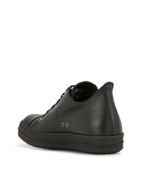 schwarze Leder niedrige Sneakers von Rick Owens