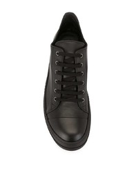 schwarze Leder niedrige Sneakers von Rick Owens