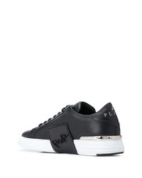 schwarze Leder niedrige Sneakers von Philipp Plein