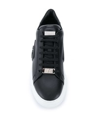 schwarze Leder niedrige Sneakers von Philipp Plein