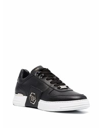 schwarze Leder niedrige Sneakers von Philipp Plein