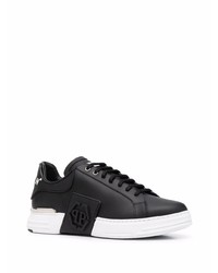 schwarze Leder niedrige Sneakers von Philipp Plein