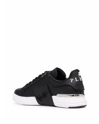 schwarze Leder niedrige Sneakers von Philipp Plein