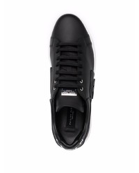 schwarze Leder niedrige Sneakers von Philipp Plein