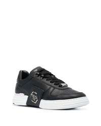 schwarze Leder niedrige Sneakers von Philipp Plein