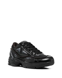 schwarze Leder niedrige Sneakers von Raf Simons