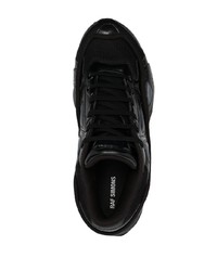 schwarze Leder niedrige Sneakers von Raf Simons