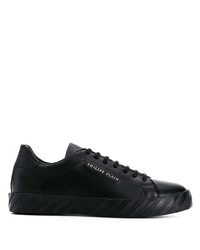 schwarze Leder niedrige Sneakers von Philipp Plein