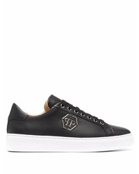 schwarze Leder niedrige Sneakers von Philipp Plein