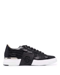 schwarze Leder niedrige Sneakers von Philipp Plein