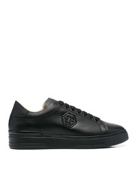 schwarze Leder niedrige Sneakers von Philipp Plein