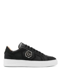 schwarze Leder niedrige Sneakers von Philipp Plein