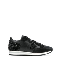 schwarze Leder niedrige Sneakers von Philippe Model