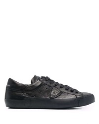 schwarze Leder niedrige Sneakers von Philippe Model Paris