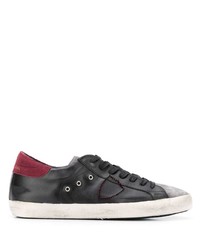 schwarze Leder niedrige Sneakers von Philippe Model Paris