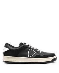 schwarze Leder niedrige Sneakers von Philippe Model Paris