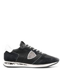 schwarze Leder niedrige Sneakers von Philippe Model Paris