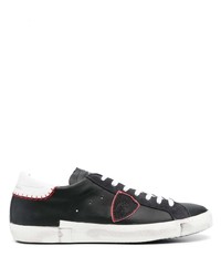 schwarze Leder niedrige Sneakers von Philippe Model Paris