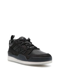 schwarze Leder niedrige Sneakers von Moncler