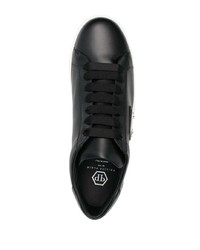 schwarze Leder niedrige Sneakers von Philipp Plein