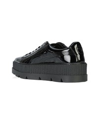 schwarze Leder niedrige Sneakers von Fenty X Puma