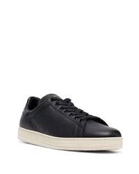 schwarze Leder niedrige Sneakers von Tom Ford