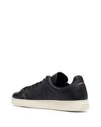 schwarze Leder niedrige Sneakers von Tom Ford