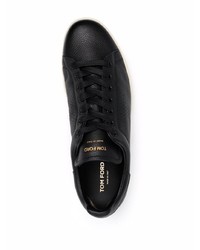 schwarze Leder niedrige Sneakers von Tom Ford