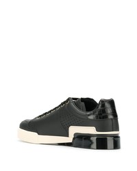 schwarze Leder niedrige Sneakers von Dolce & Gabbana