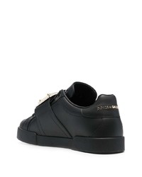 schwarze Leder niedrige Sneakers von Dolce & Gabbana