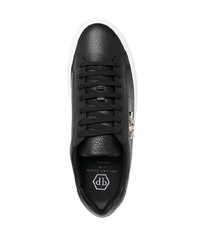 schwarze Leder niedrige Sneakers von Philipp Plein