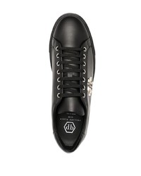 schwarze Leder niedrige Sneakers von Philipp Plein