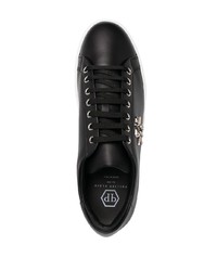 schwarze Leder niedrige Sneakers von Philipp Plein