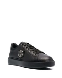 schwarze Leder niedrige Sneakers von Philipp Plein