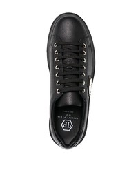 schwarze Leder niedrige Sneakers von Philipp Plein