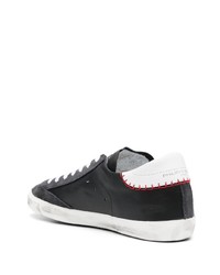 schwarze Leder niedrige Sneakers von Philippe Model Paris