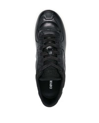 schwarze Leder niedrige Sneakers von Emporio Armani