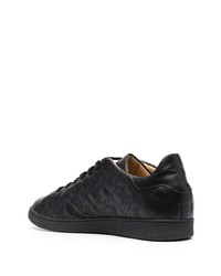 schwarze Leder niedrige Sneakers von Billionaire