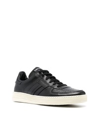 schwarze Leder niedrige Sneakers von Tom Ford