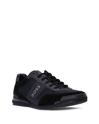 schwarze Leder niedrige Sneakers von BOSS