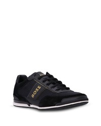 schwarze Leder niedrige Sneakers von BOSS