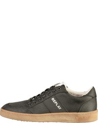 schwarze Leder niedrige Sneakers von Replay