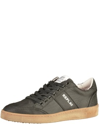 schwarze Leder niedrige Sneakers von Replay