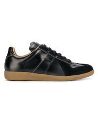 schwarze Leder niedrige Sneakers von Maison Margiela