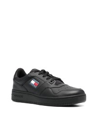 schwarze Leder niedrige Sneakers von Tommy Jeans