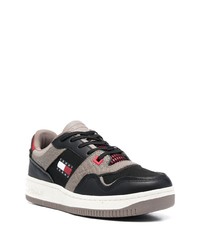 schwarze Leder niedrige Sneakers von Tommy Jeans