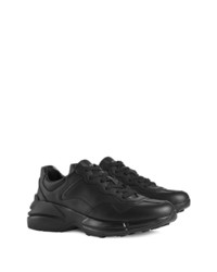 schwarze Leder niedrige Sneakers von Gucci