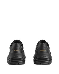 schwarze Leder niedrige Sneakers von Gucci